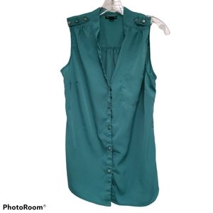 Green Fashion Web Sleeveless Blouse